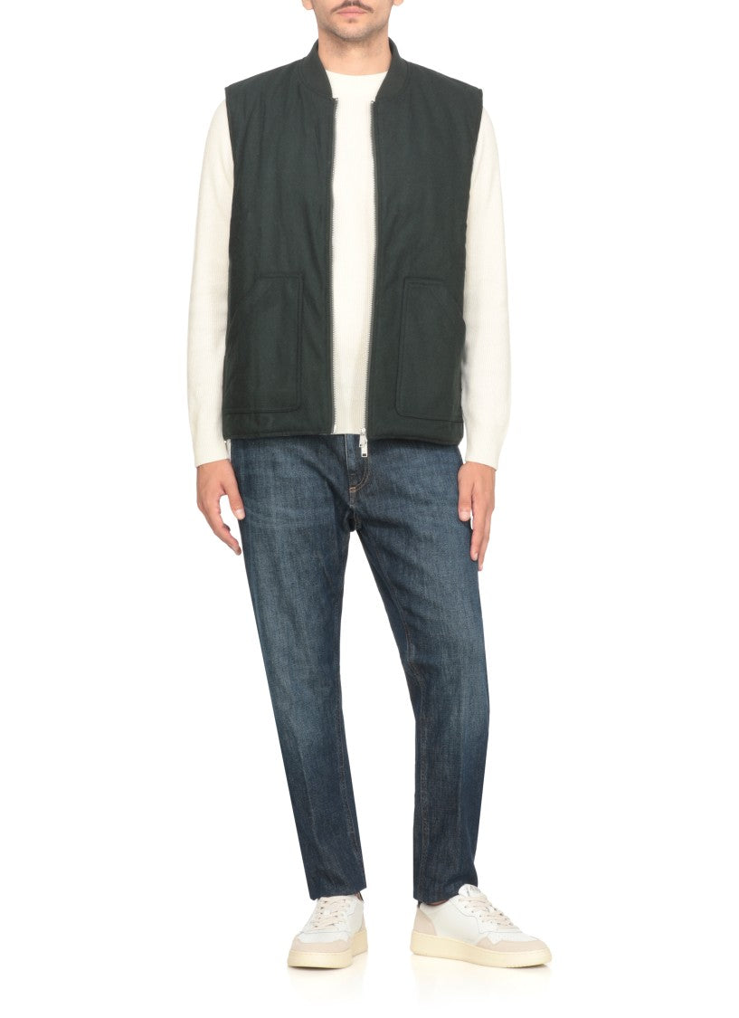 Autry Crewneck Wool Blend Vest With Logo Patch
