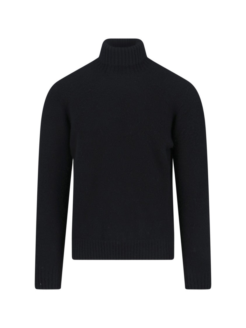 Drumohr Cashmere Sweater, Black, Turtleneck, Long Sleeves