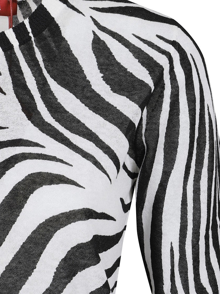 Max Mara Fitted Zebra Print Top With Short Sleeves