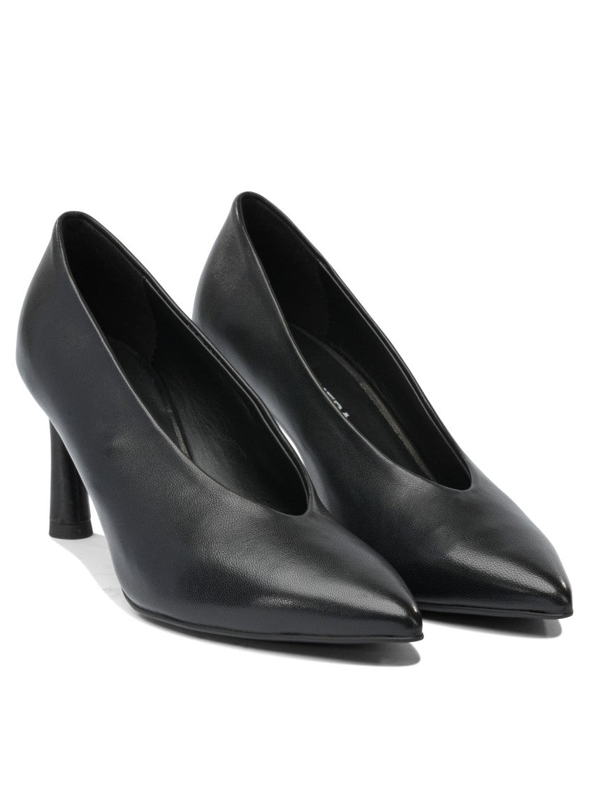 Halmanera Pointed Toe Heeled Shoes In Polished Calf Leather