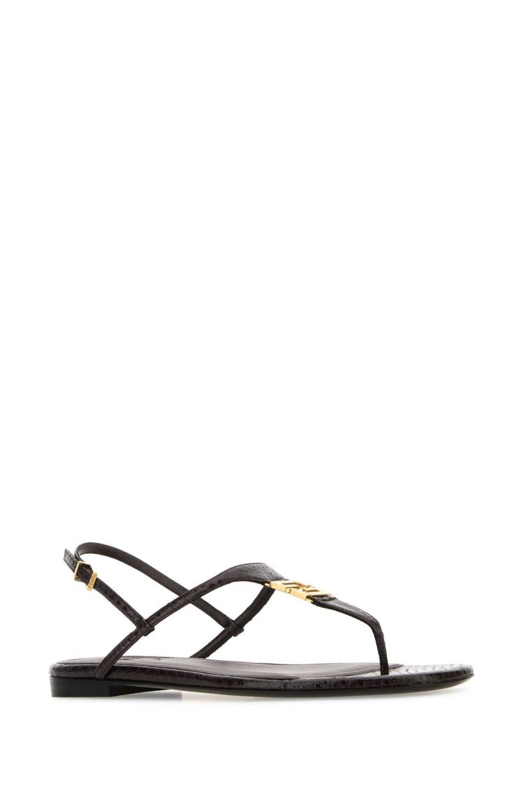 Fendi Chocolate Leather Fold Thong Sandals