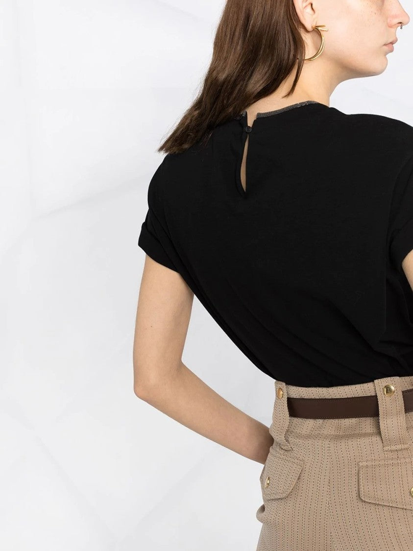Brunello Cucinelli Black Round Neck Short Sleeve T-Shirt