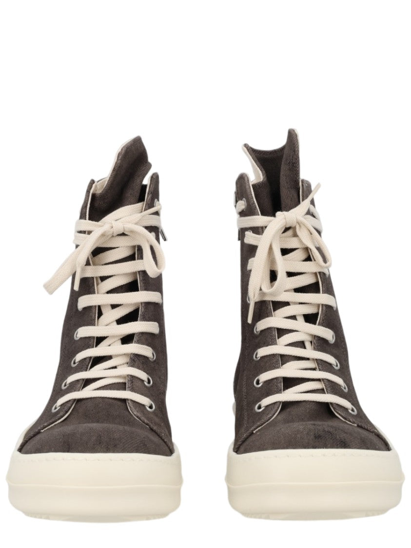 Drkshdw By Rick Owens High-Top Textured Fabric Zipper Sneakers