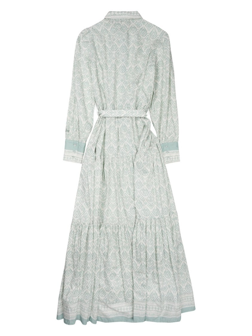 Mc2 Saint Barth Midi-Length Dress With Geometric Pattern And Matching Belt
