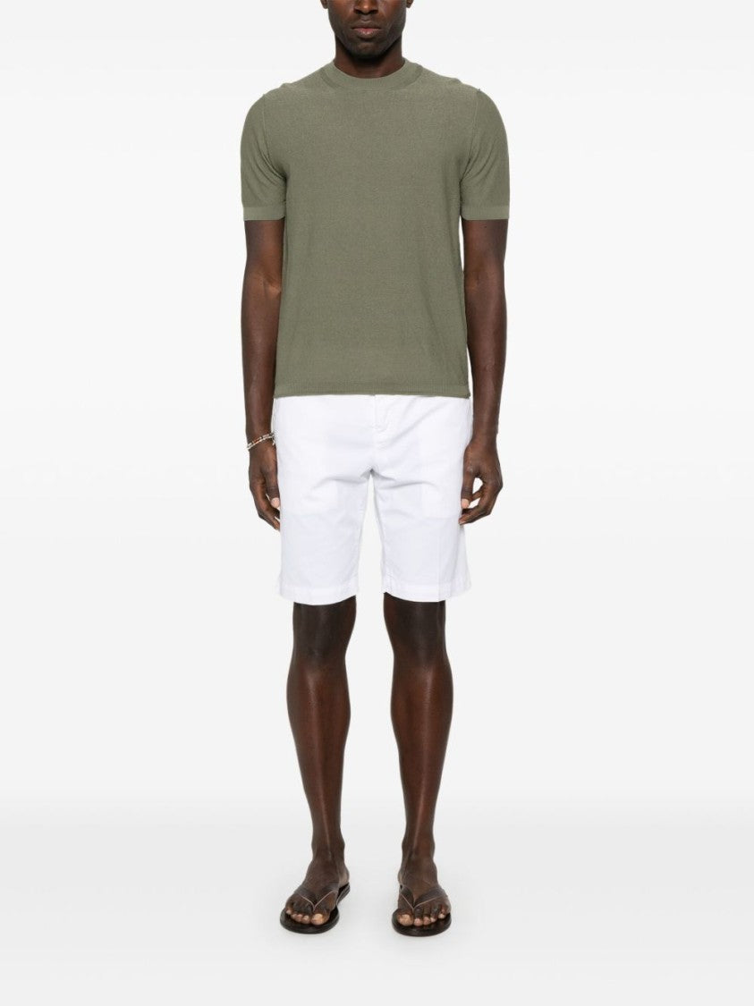Paolo Pecora Crew Neck Slub Knit T-Shirt In Moss Green