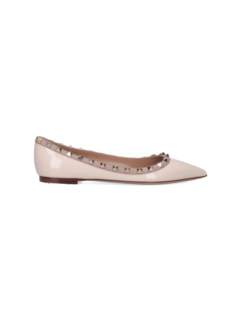 Valentino Garavani Pointed Toe Flats With Pyramid Stud Accents