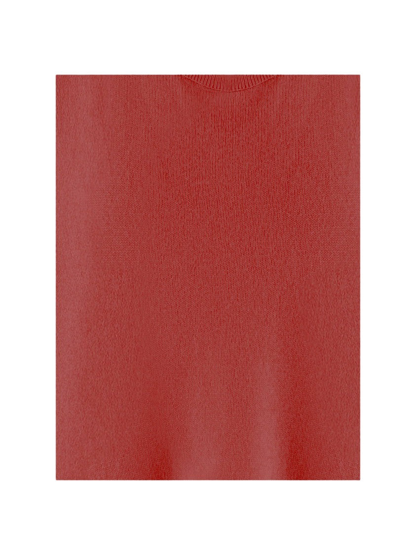 Allude Coral Red Cashmere Sweater With V-Neck