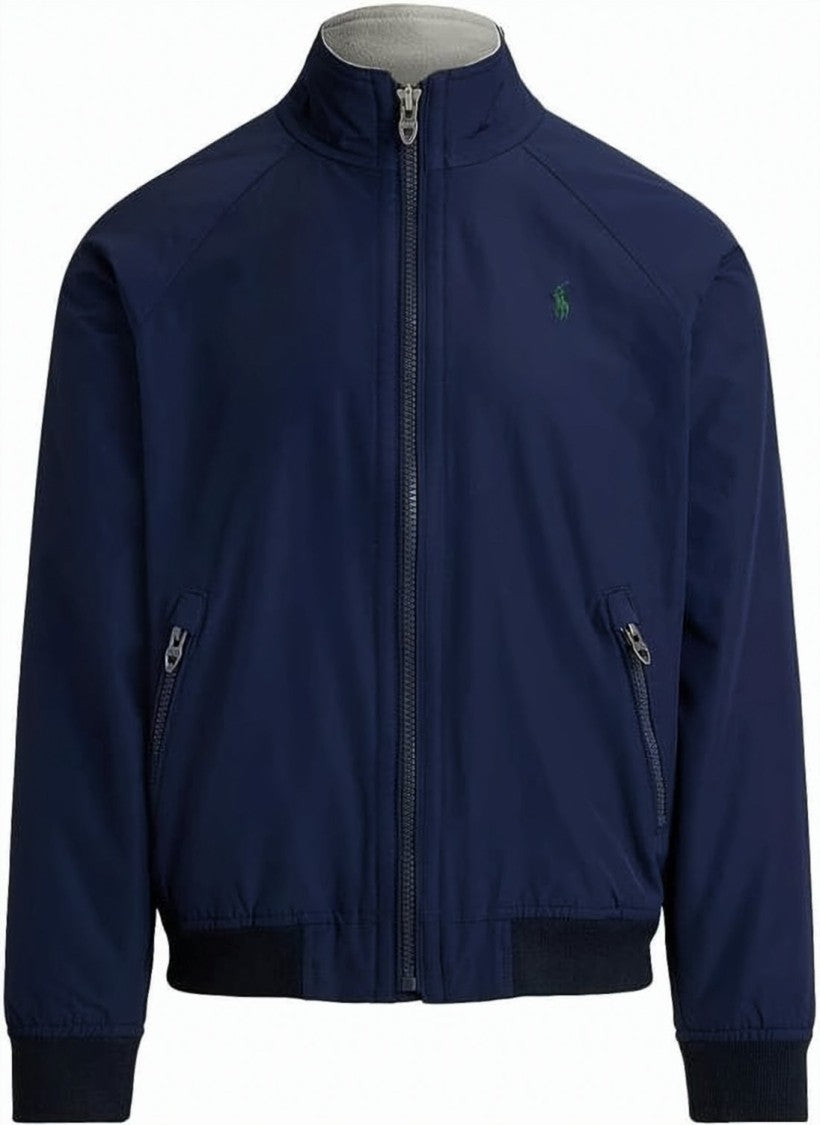 Polo Ralph Lauren Blue Solid Front Zipper Stand Collar Jacket
