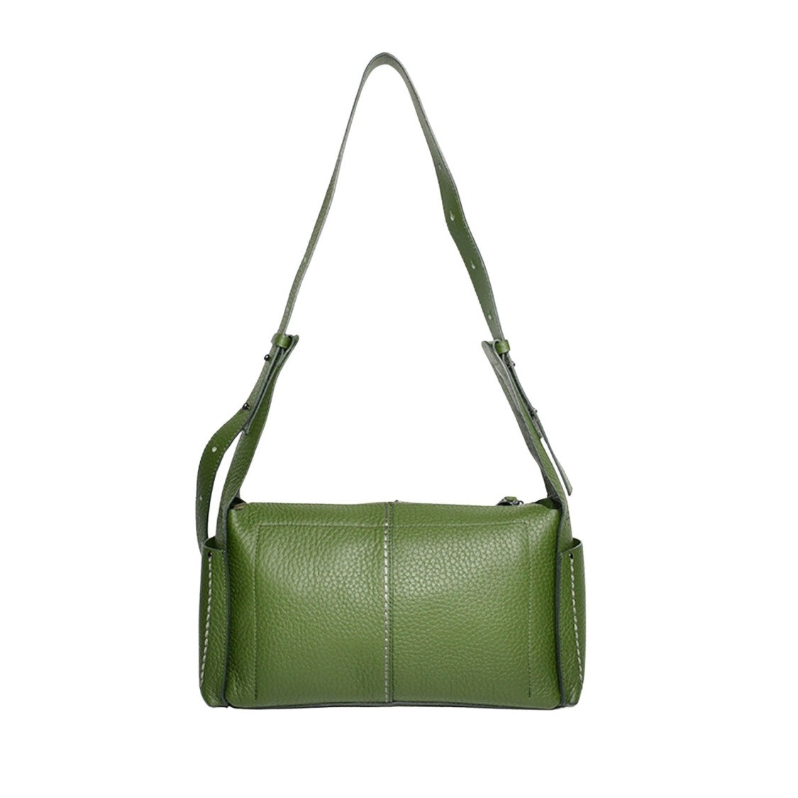 Plinio Visona' Emerald Green Plain Hammered Leather Bag