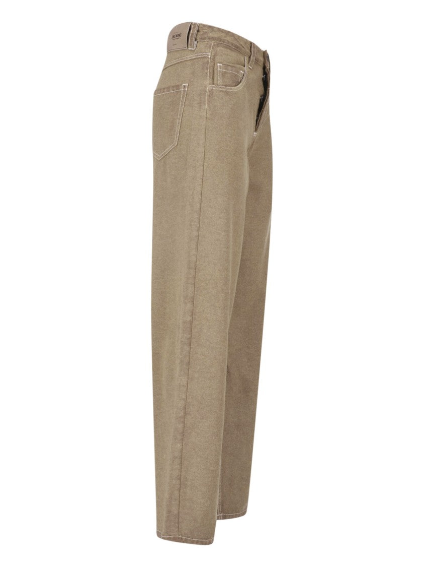 Uma Wang Beige Wool Blend Straight-Leg Pants With Five-Pocket Design