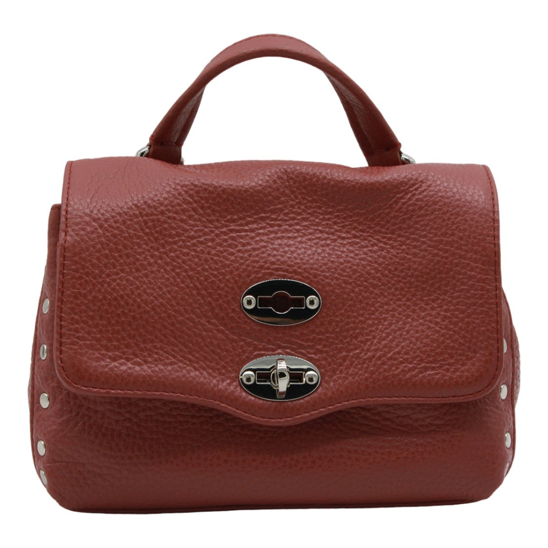 Zanellato Pebbled Texture Handbag With Silver-Tone Turn-Lock Closure