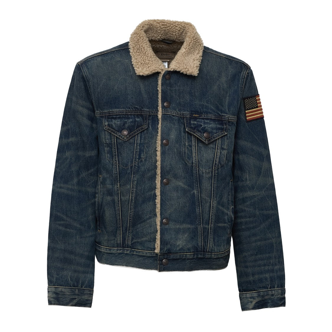 Polo Ralph Lauren Rigid Denim Shearling Collar Trucker Jacket