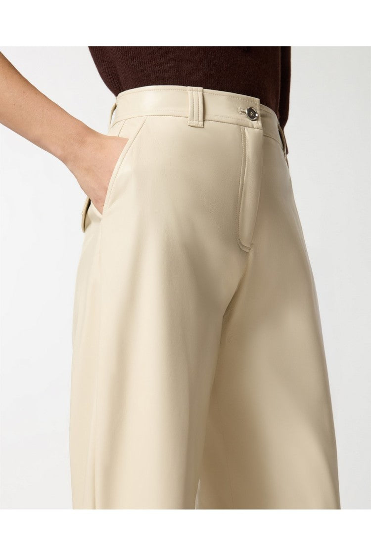 Pinko Beige High-Waist Side Pocket Polyester Straight-Leg Pants