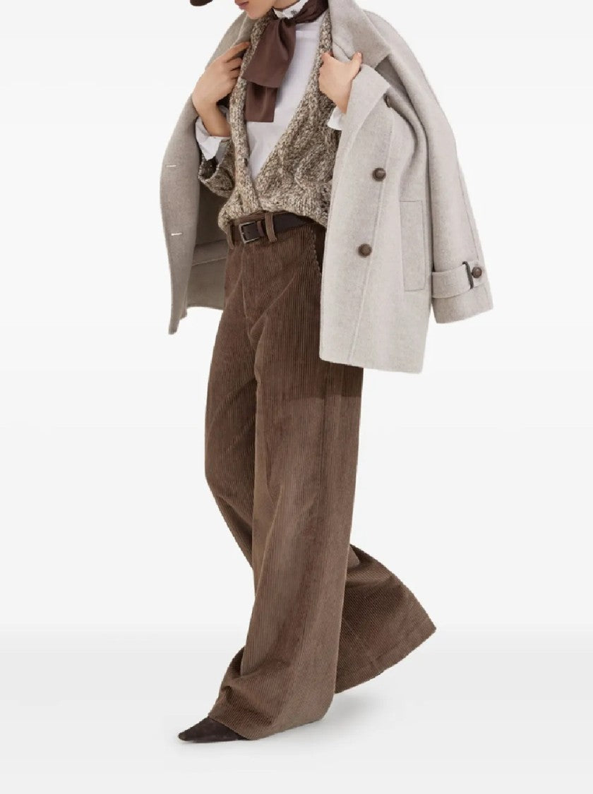 Brunello Cucinelli Cropped Chunky Knit Cardigan With Textured Cable Pattern