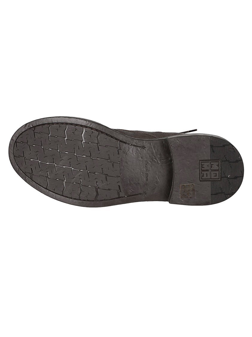Moma Brown Calf Leather Low Boots With Cap Toe Design