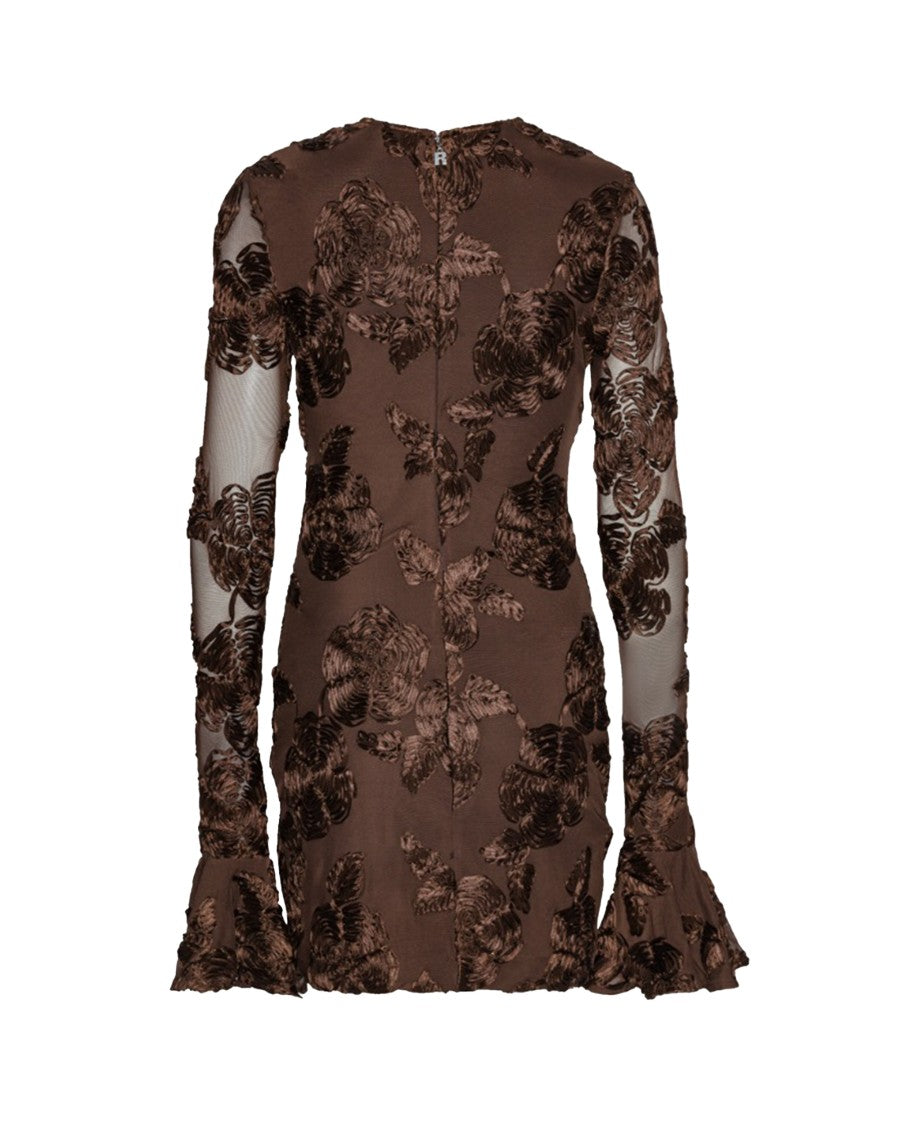 Rotate Fitted Mini Dress With Floral Embroidery