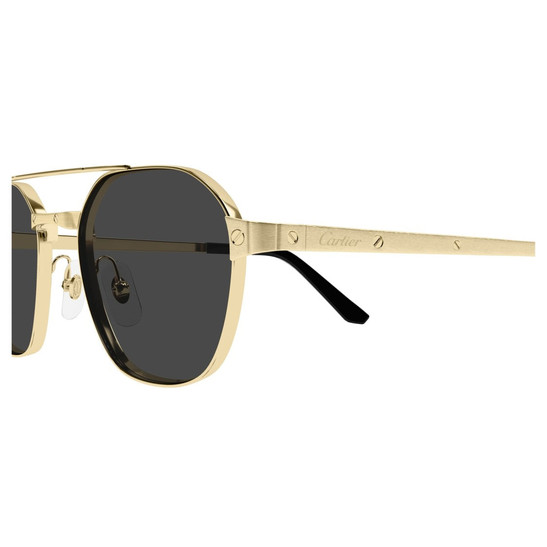 Cartier Gold Metal Frame Sunglasses With Double Bridge