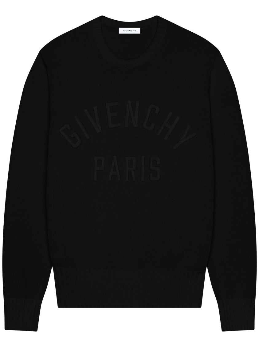 Givenchy Black Embossed Detail Crew Neck Sweater