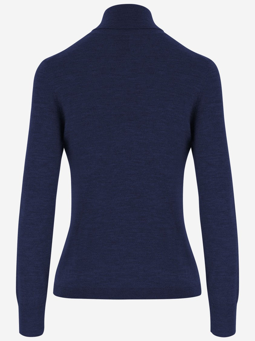 Allude High Neck Merino Wool Sweater With Contrasting Edges
