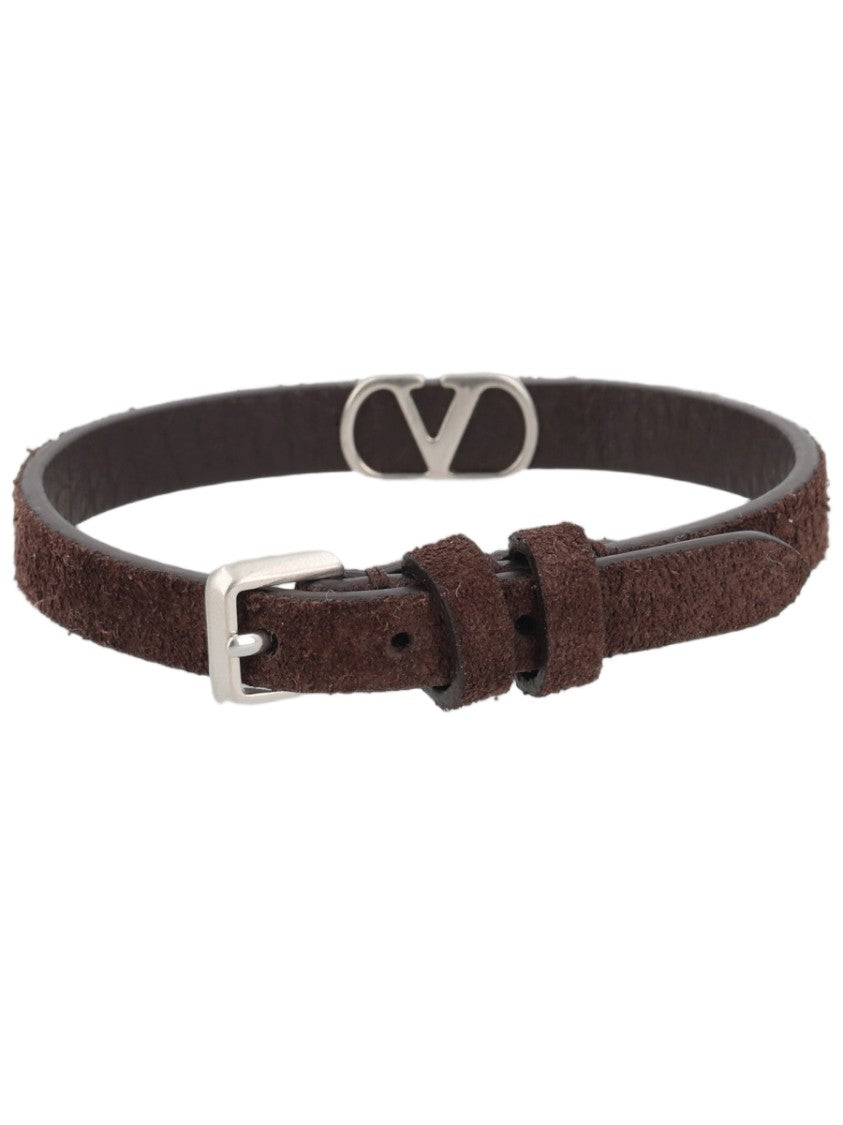 Valentino Garavani Vlogo Signature Textured Leather Bracelet