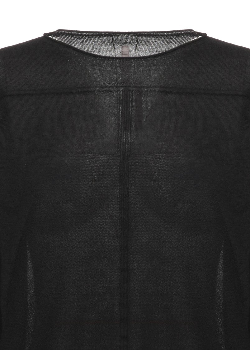 Rick Owens Cropped Cashmere Jersey With Ribbed Accents