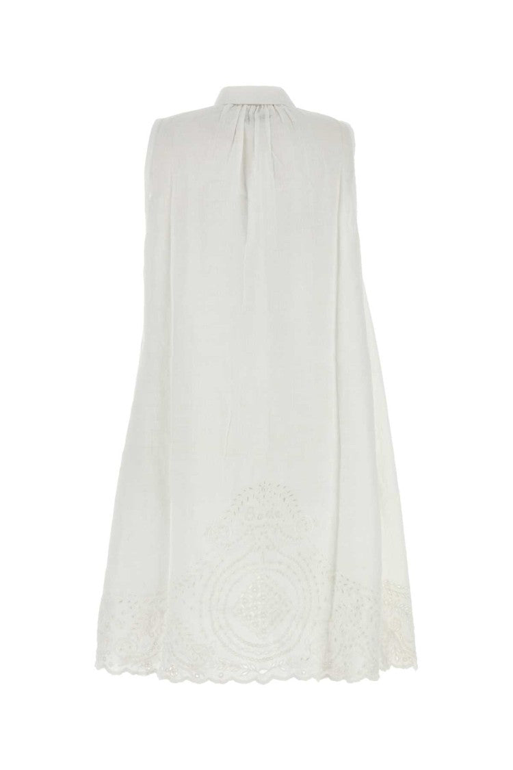 Bode White Linen Blevoir Dress
