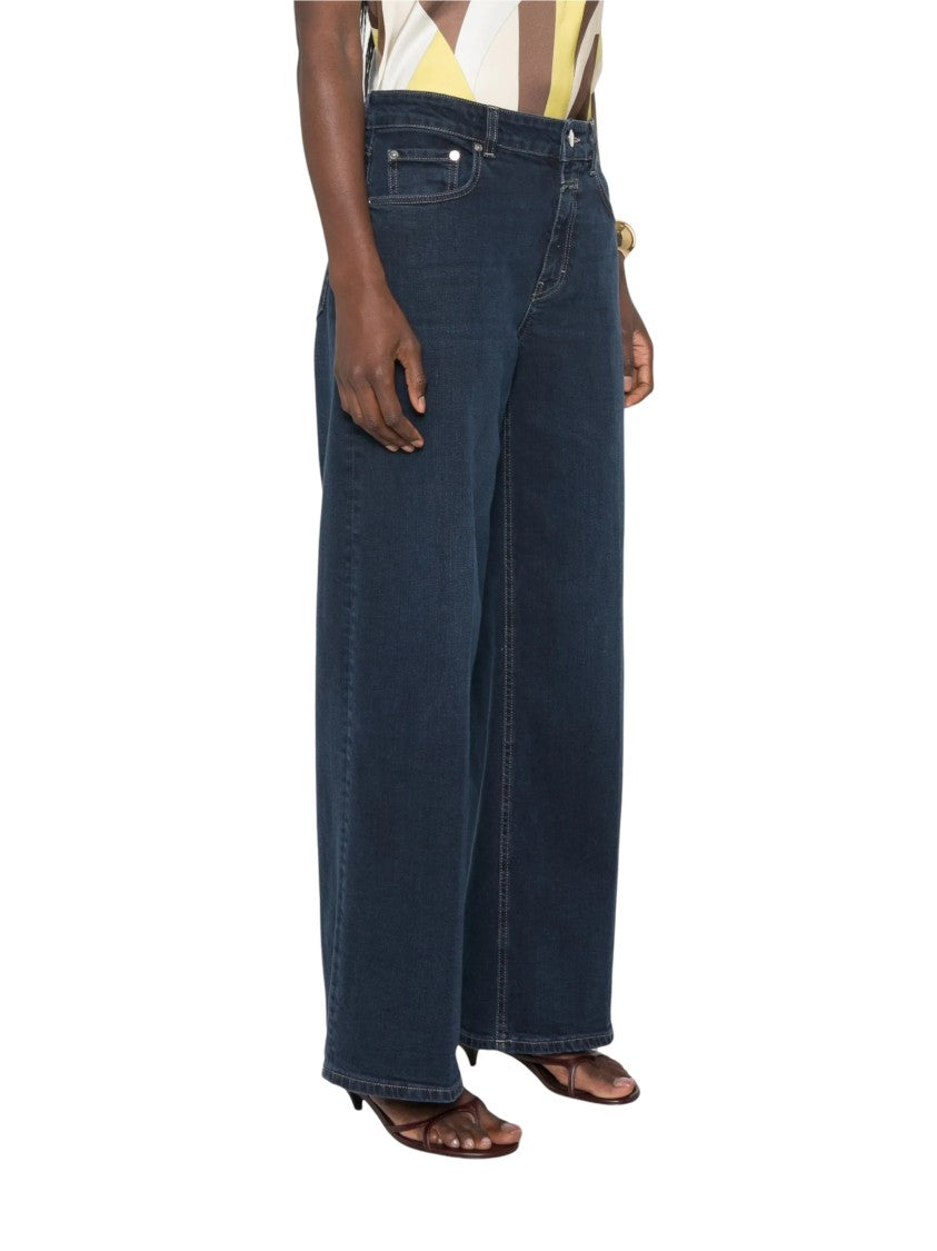 Closed Deep Indigo Blue Wide-Leg Denim Pants With High Waist