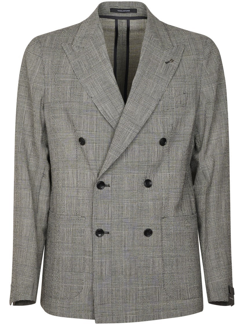 Tagliatore Double-Breasted Blazer With Prince Of Wales Check Pattern