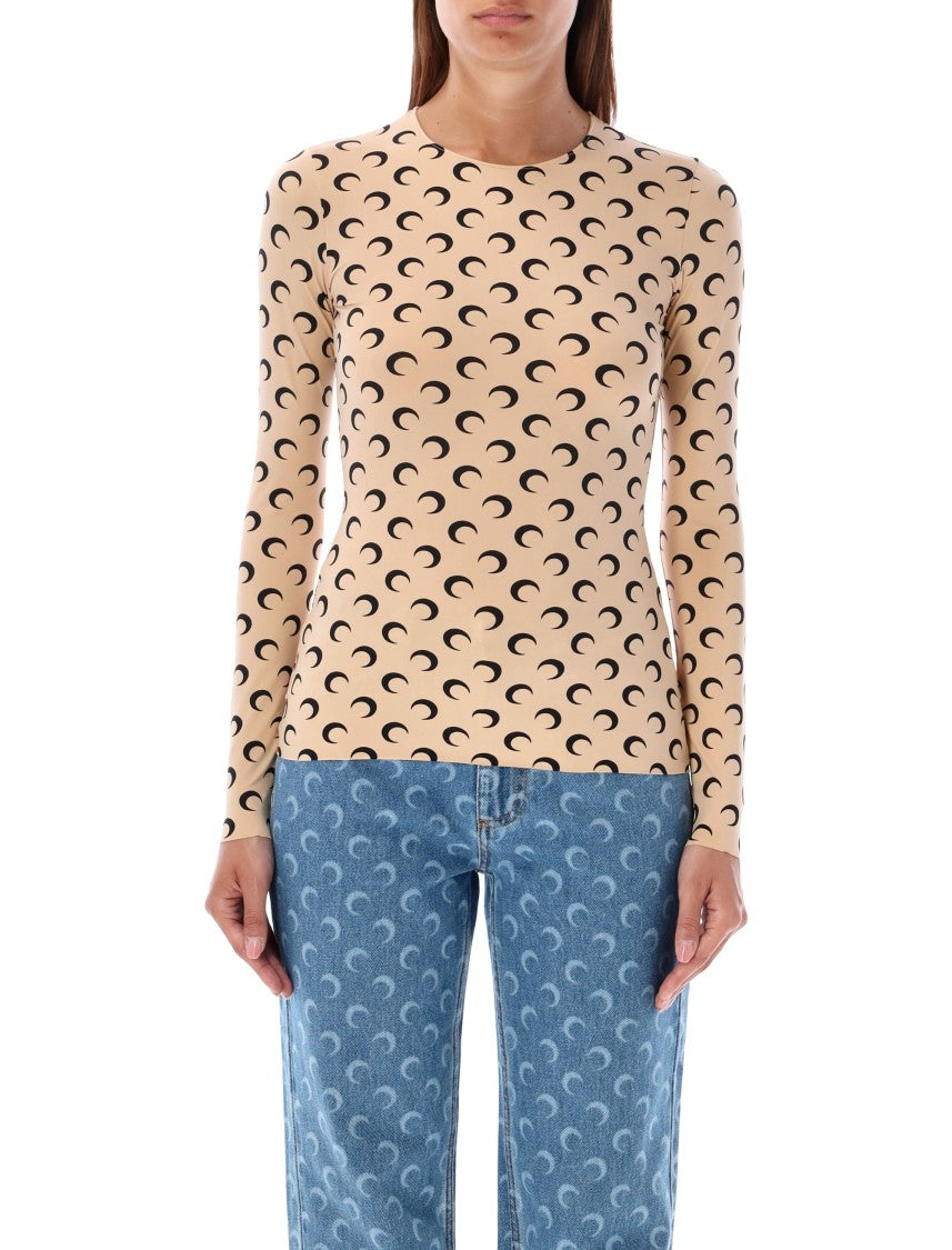 Marine Serre Moon Round Neck Second Skin Top