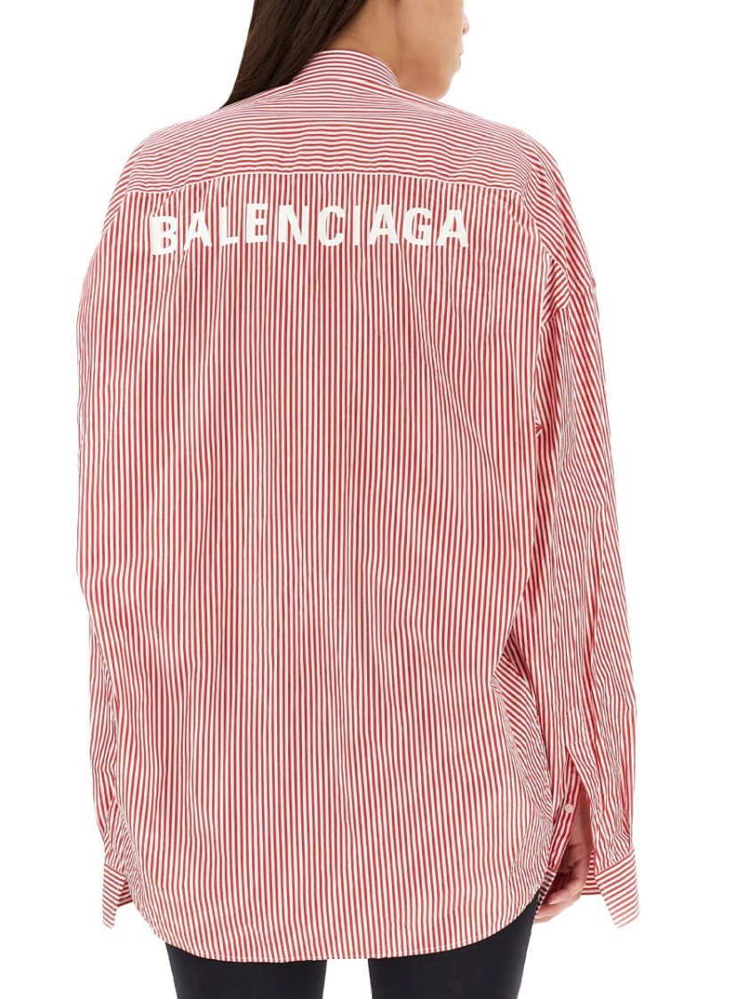 Balenciaga Minimalist White Oversized Shirt With Iconic Logo