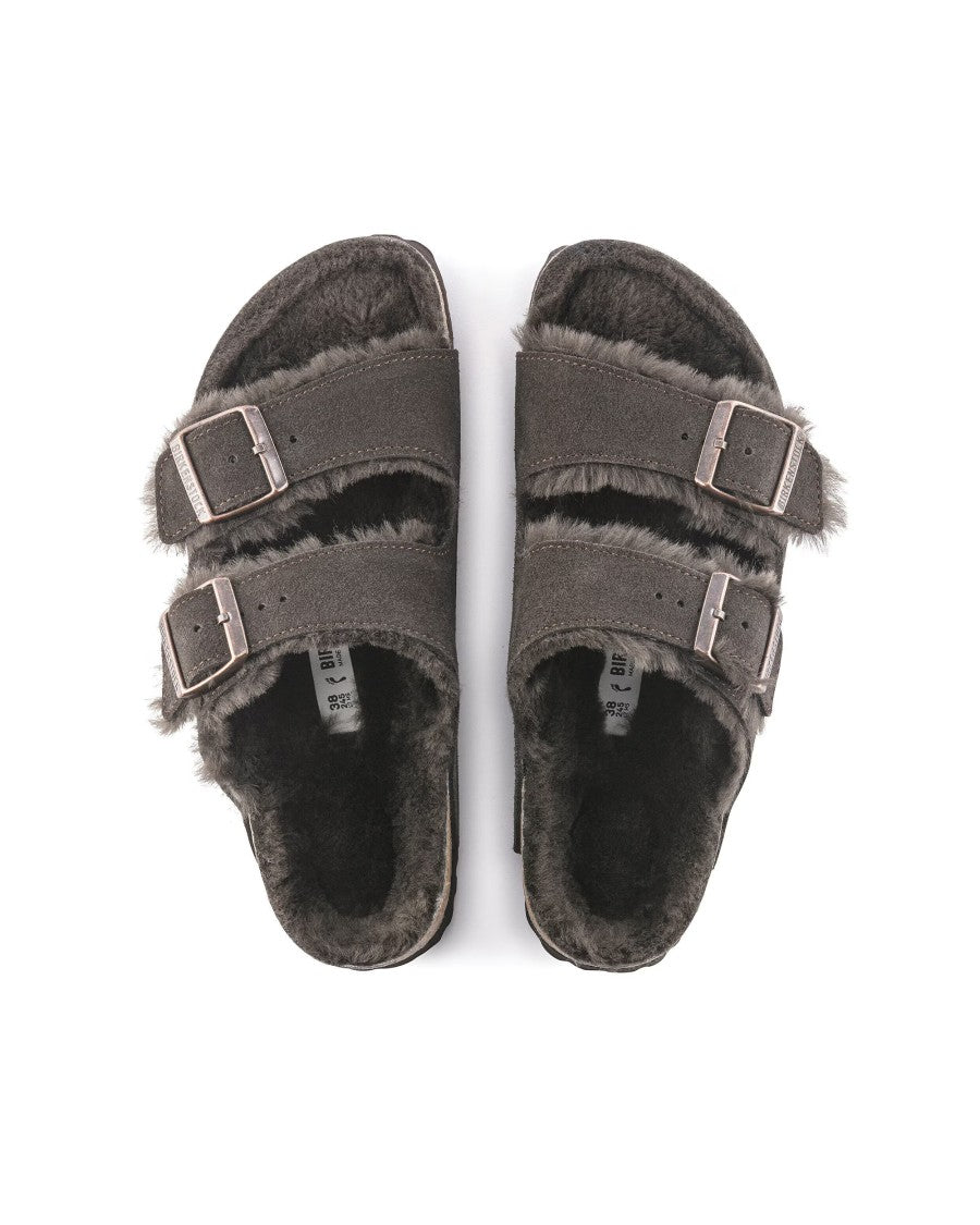 Birkenstock Shearling Lined Suede Sandals With Adjustable Straps