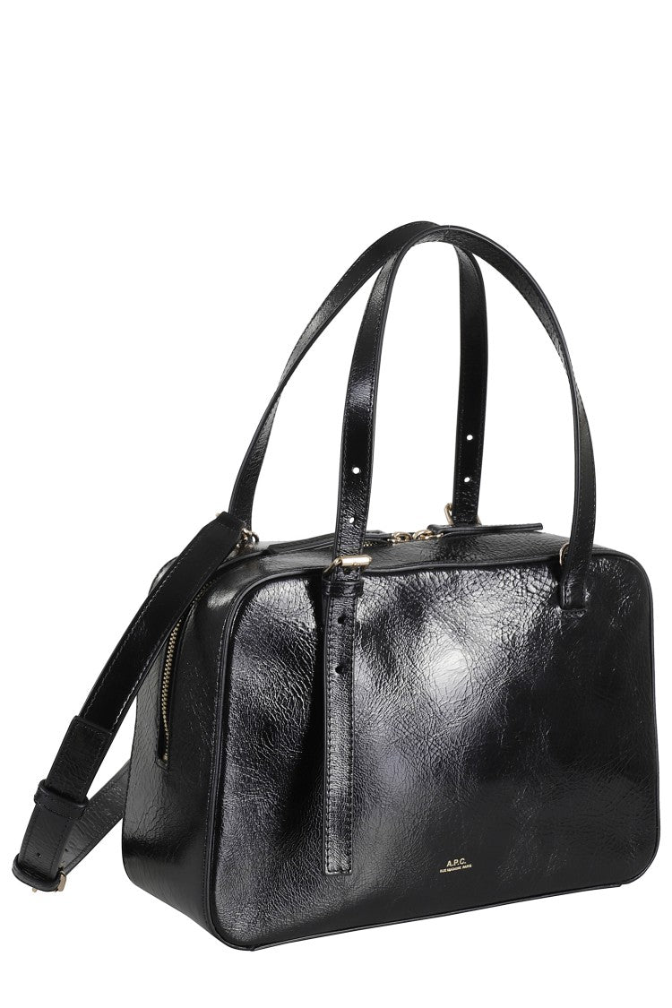 A.P.C. Glossy Black Leather Bag