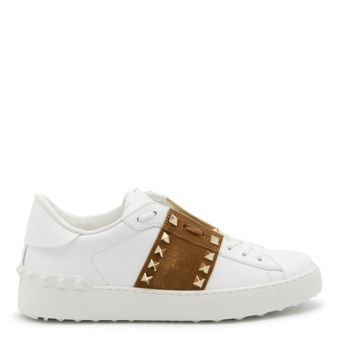Valentino Garavani White Leather Stud Embellishments Sneakers