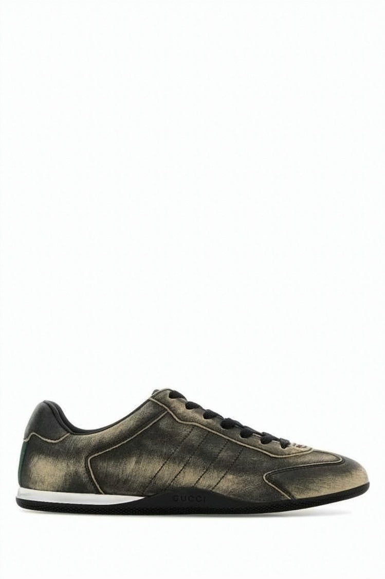 Gucci Distressed Leather Sneakers With Minimalist Design