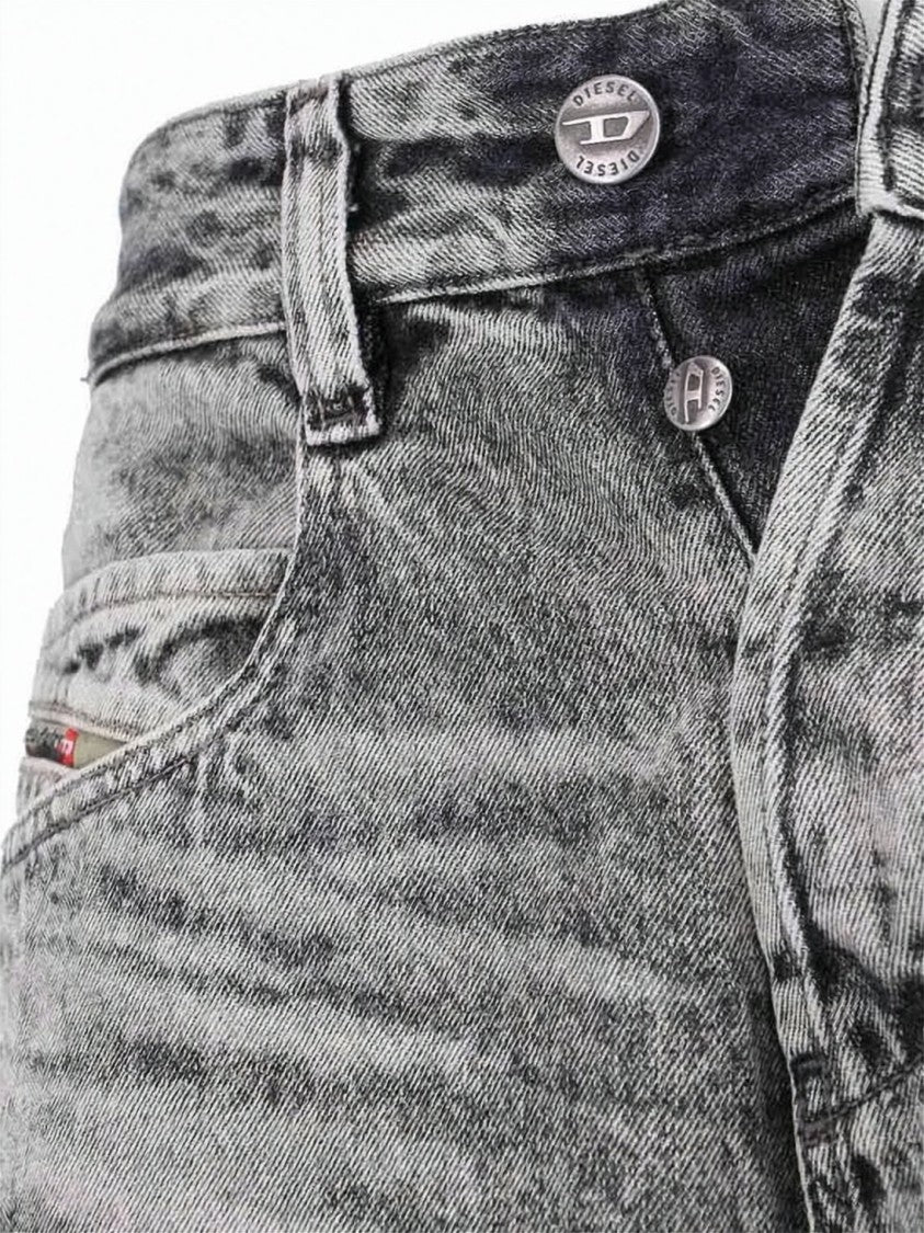 Diesel Washed Grey Relaxed-Fit Denim Pants With Classic Five-Pocket Design