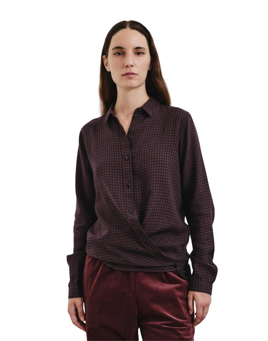 Pomandère Notte Gingham Lyocell-Cotton Flannel Shirt