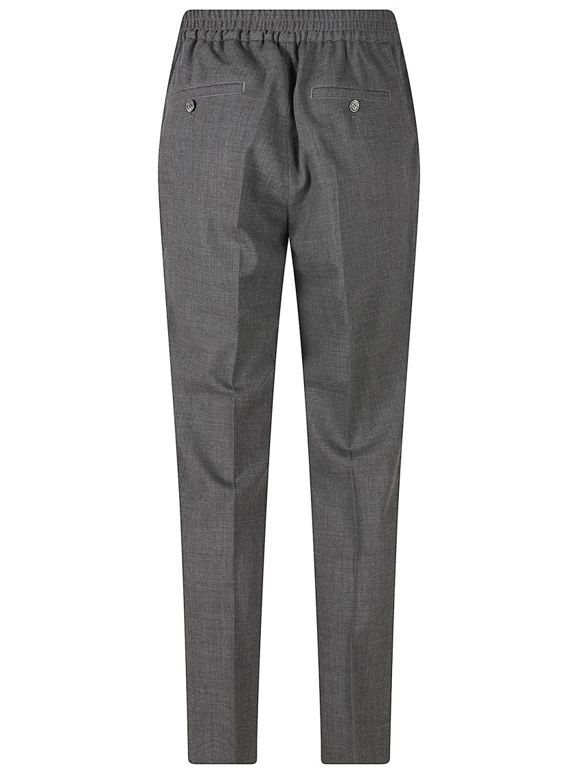 Ami Paris Straight-Cut Trousers With Metal Hook Closure And Elastic Waistband