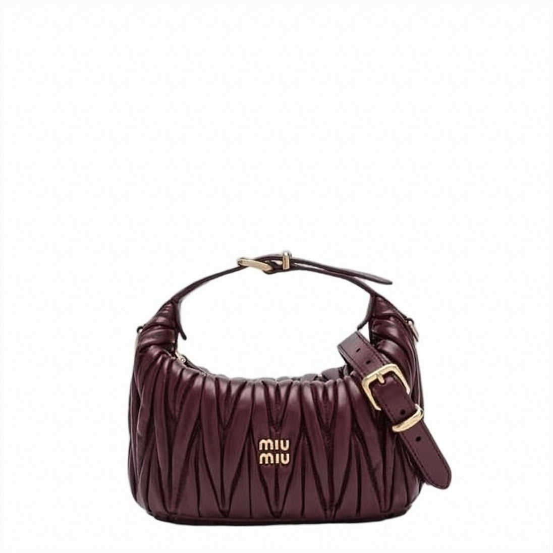 Miu Miu Ruched Sheepskin Leather Shoulder Bag