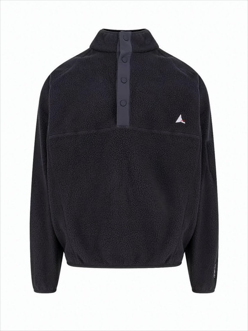 Roa Fleece Pullover With High Collar And Snap-Button Placket