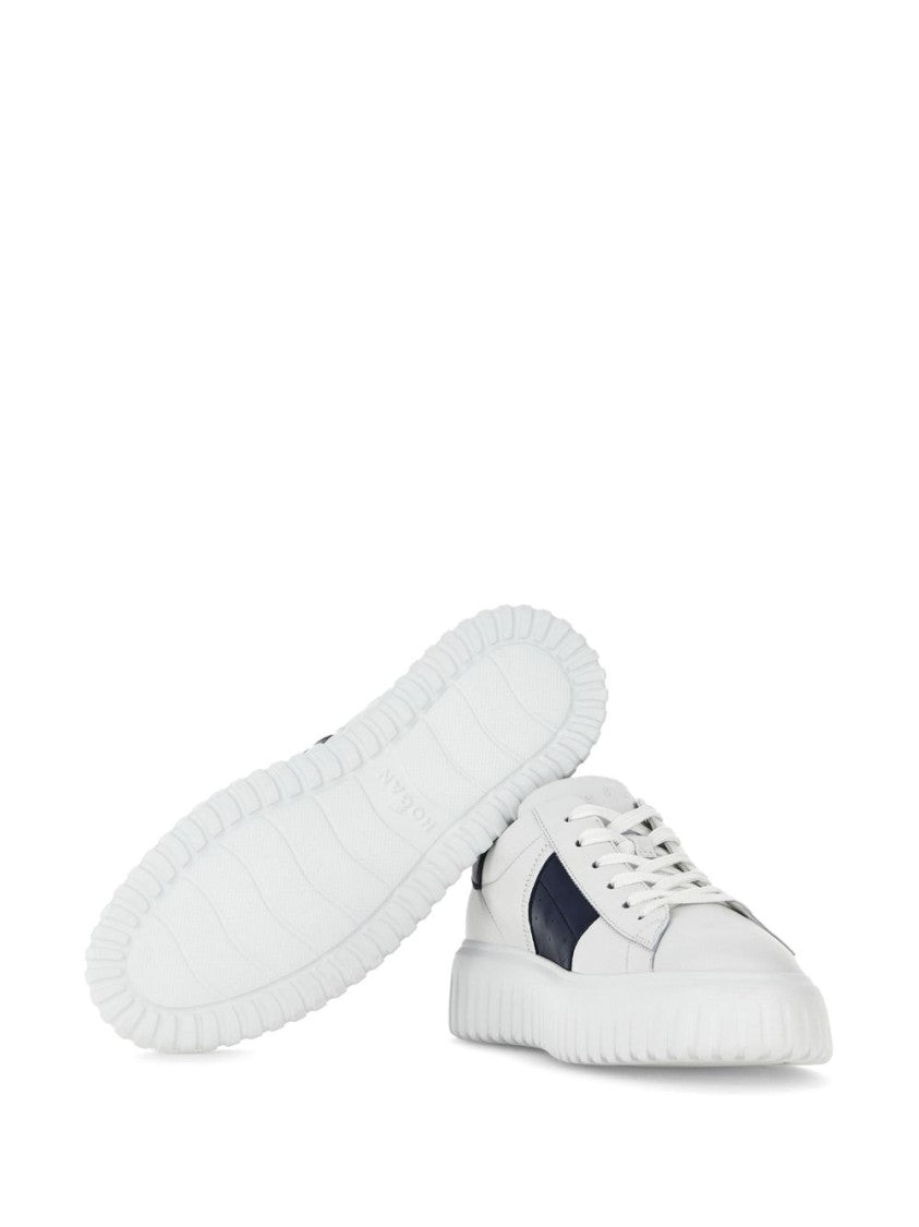 Hogan Panelled Design Calf Leather Sneakers With Chunky Sole