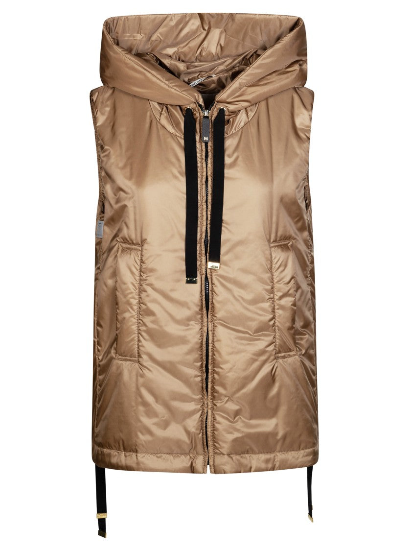 Max Mara Brown Greengo High Collar Padded Vest