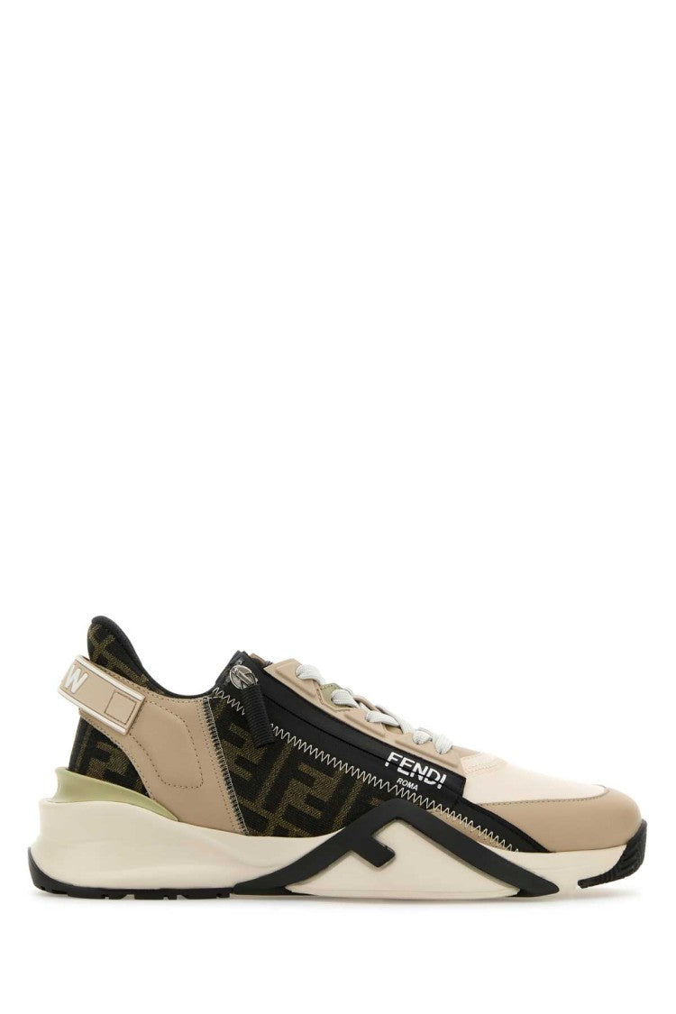 Fendi Multicolor Leather And Jacquard Fendi Flow Sneakers