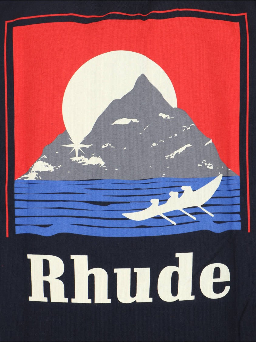 Rhude Timeless Plain Black T-Shirt With Crew Neckline
