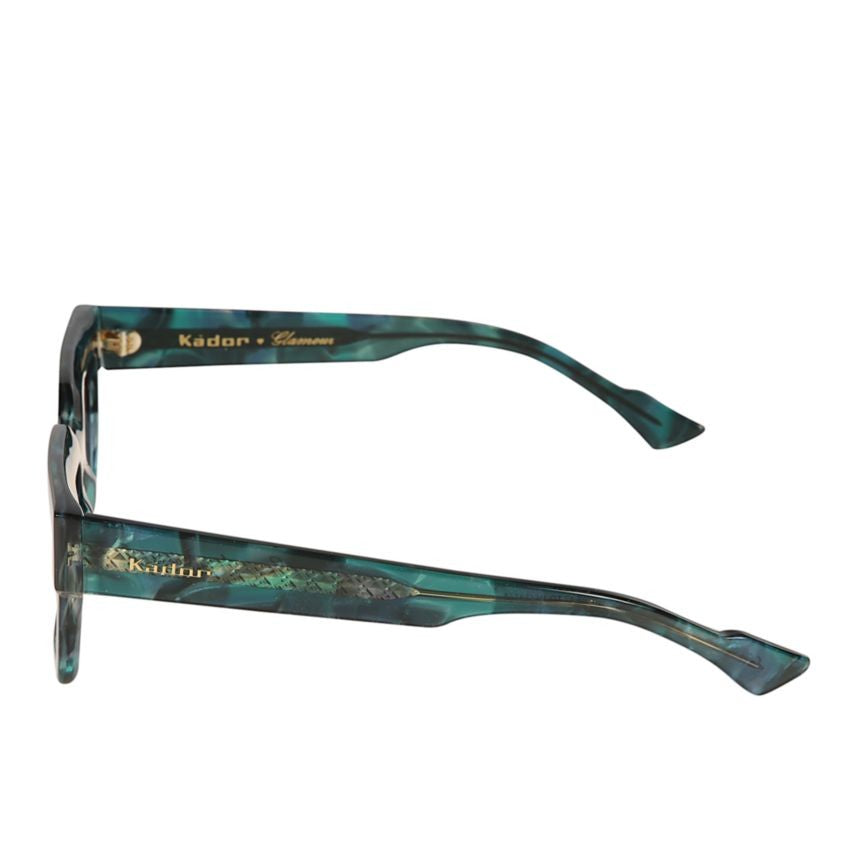 Kador Marbled Deep Green Smart Bold Rectangular Sunglasses