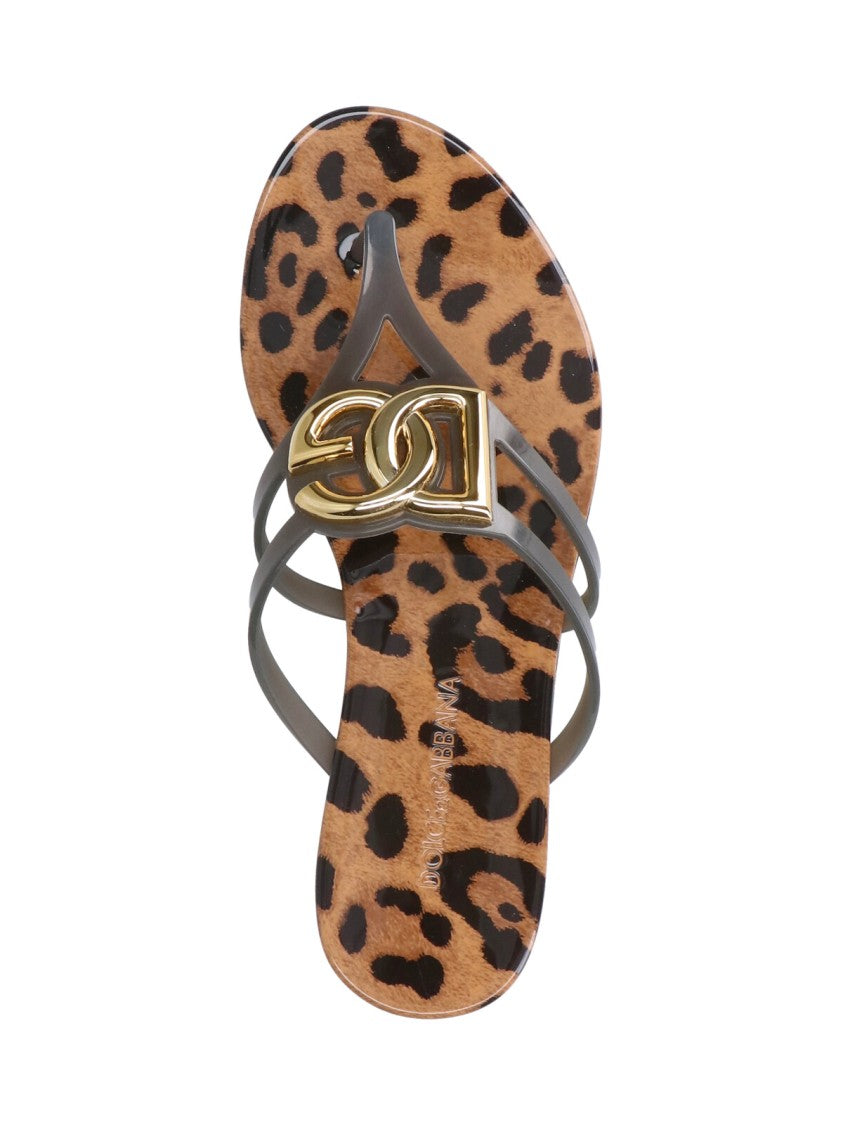 Dolce & Gabbana Multicolor Leopard Print Buckle Flat Sandals