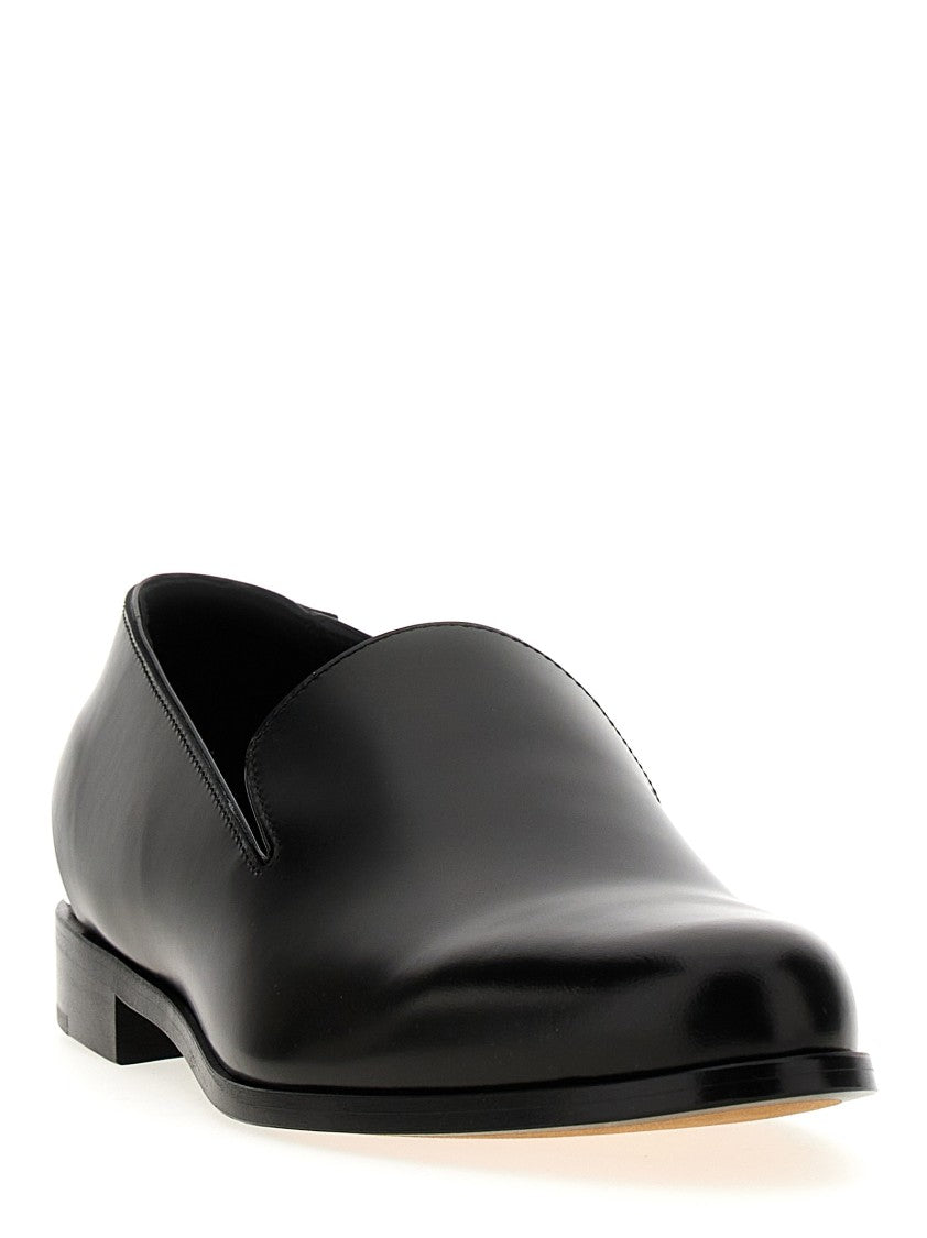 Mcqueen Black Calfskin Leather Loafers With Metallic Accent