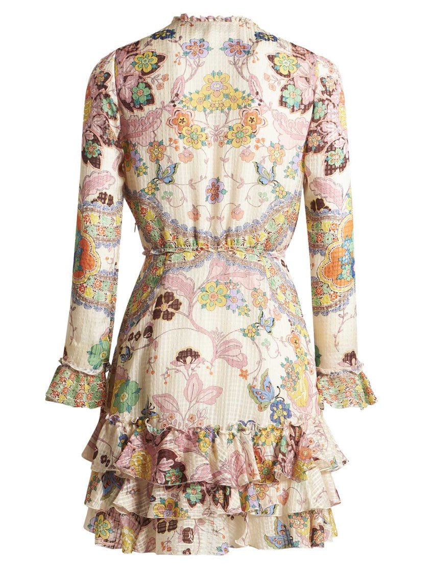 Etro Checked Silk Minidress With Floral