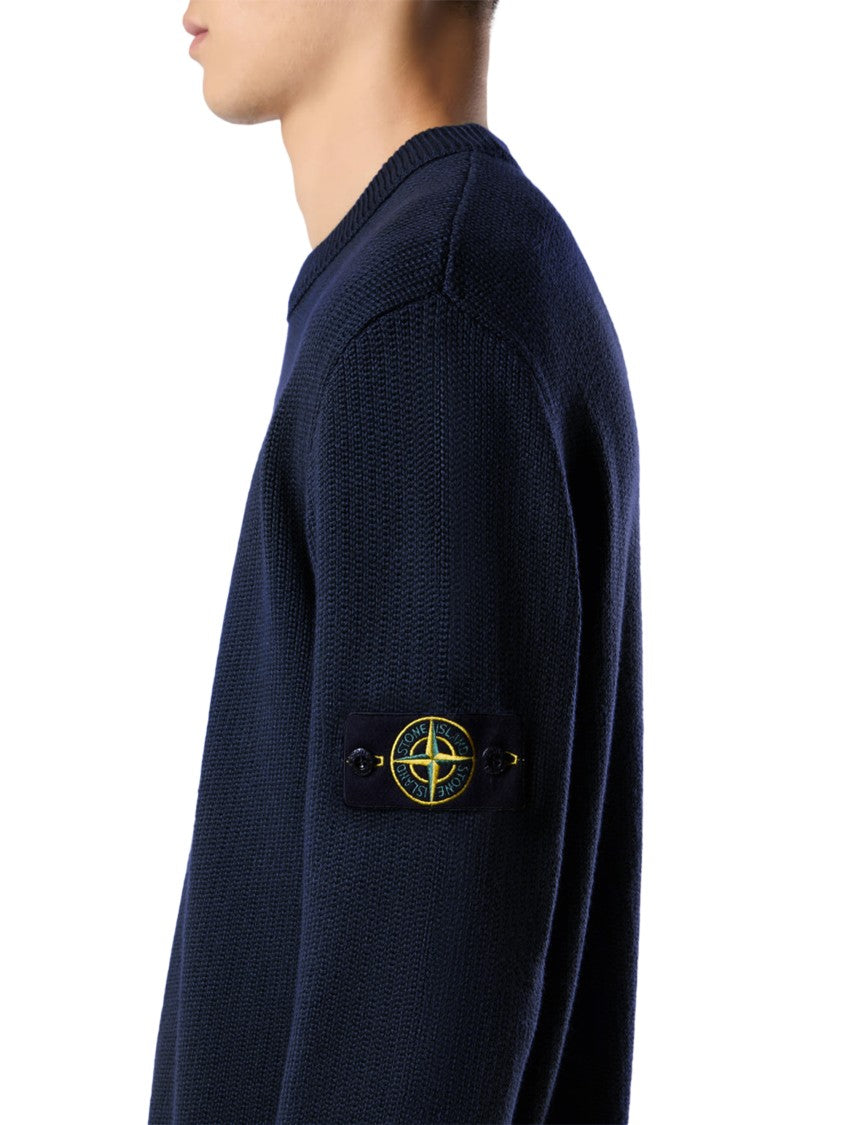 Stone Island Crew Neck Ribbed Knit Sweater