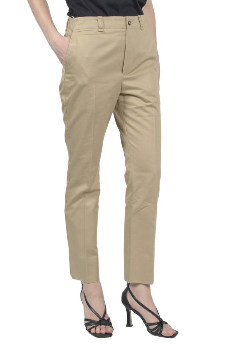 Saint Laurent Beige Cotton Cropped Trousers