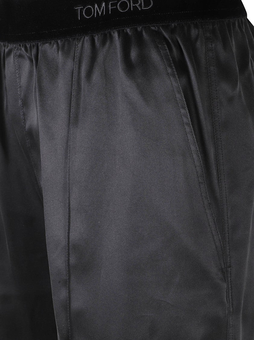 Tom Ford Straight-Leg Trousers In Smooth Silk With Elastic Waistband